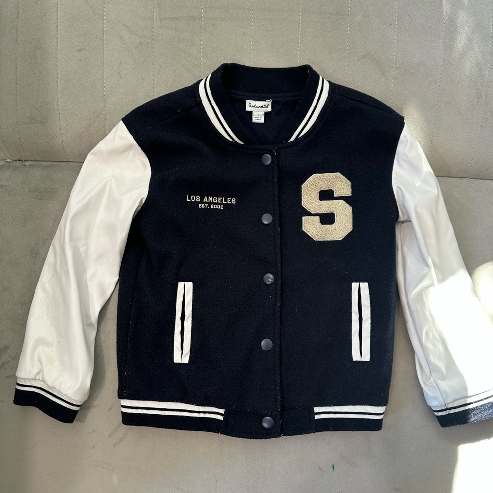Splendid Kids Varsity Jacket in Black and White